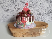 Flamingo taart drip cake verjaardagstaart