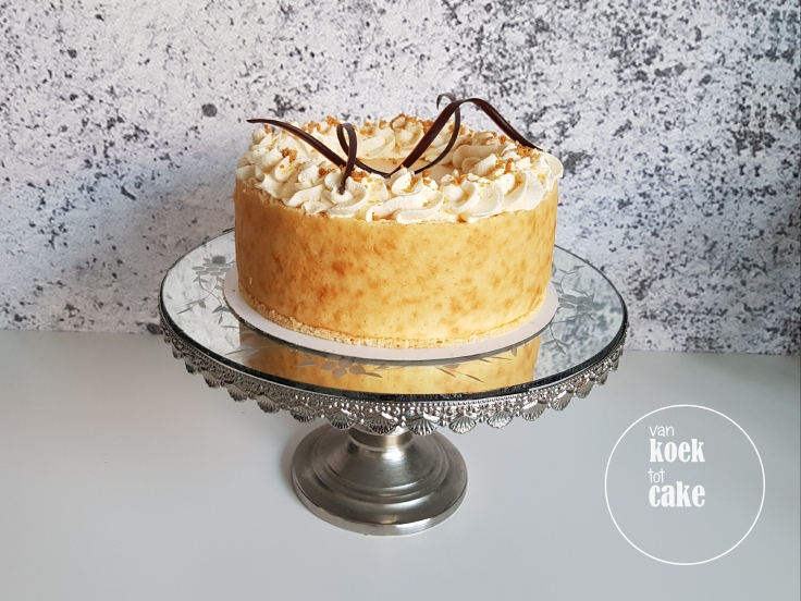 Abrikozen mousse taart met amandel biscuit - van koek tot cake middelburg