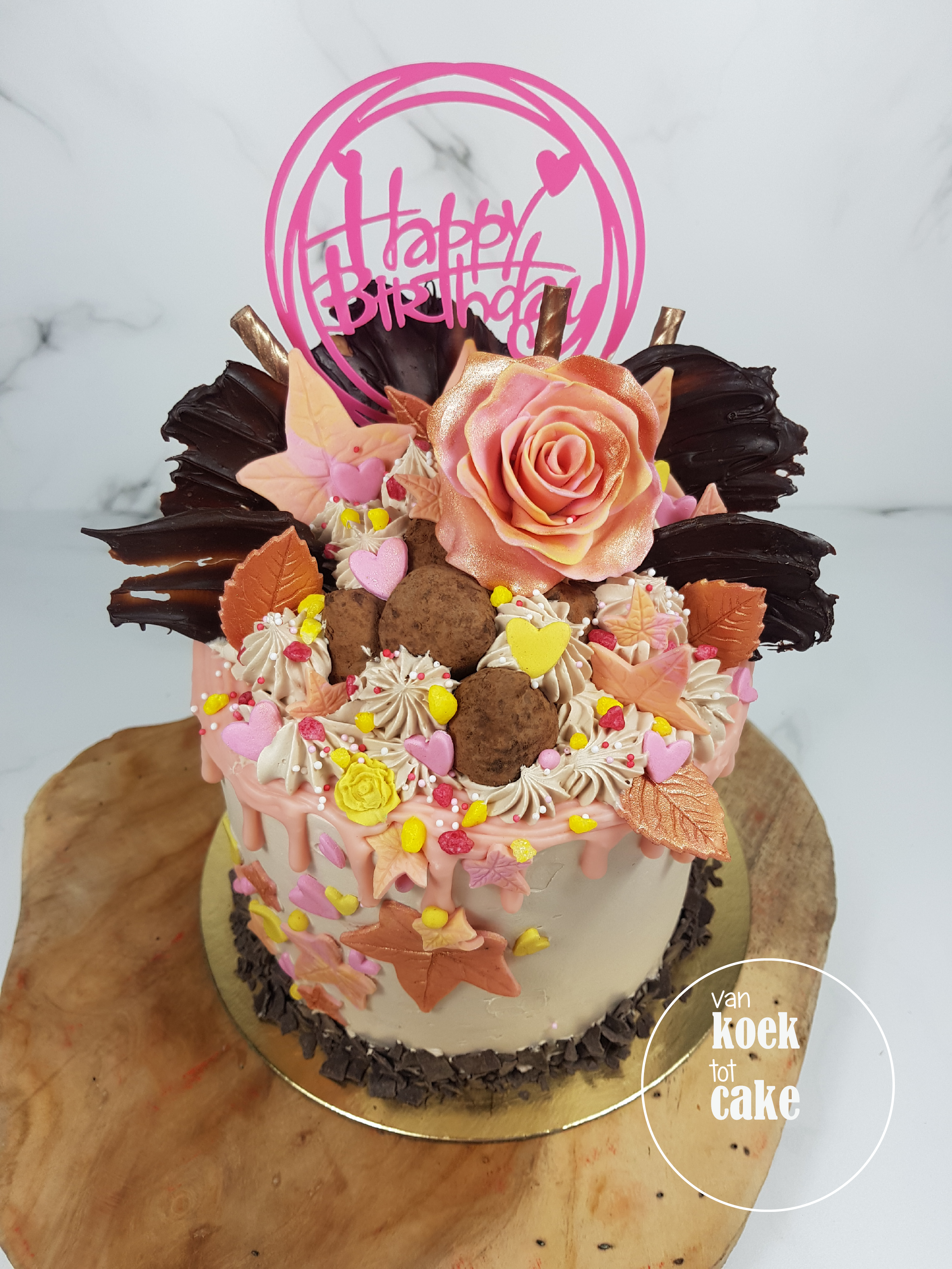 TAART | Verjaardagstaart rosé gold – van koek tot cake