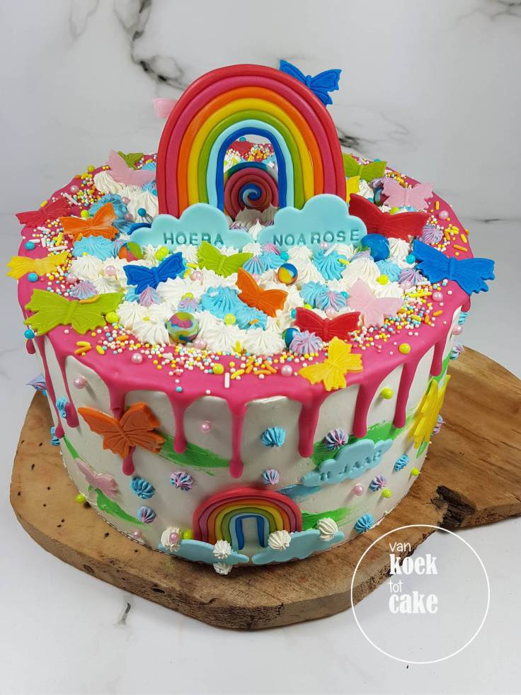 Regenboog verjaardagstaart dripcake rainbow | Bestellen Vlissingen Middelburg Oost-Souburg | van koek tot cake