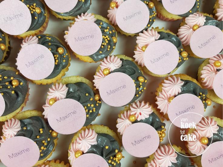 Mini cupcakes met zwart roze en goud - bestellen Vlissingen Oost-Souburg Middelburg